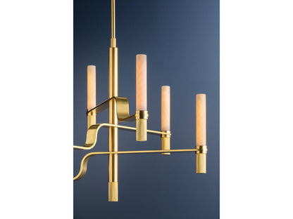 Hudson Valley Allentown 6-Light Modern Integrated LED Chandelier in Aged Brass