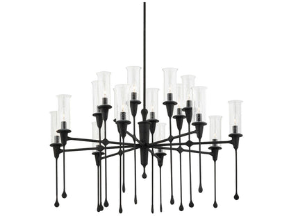 Hudson Valley 16-Light Chisel Chandelier in Black Iron with Clear Glass