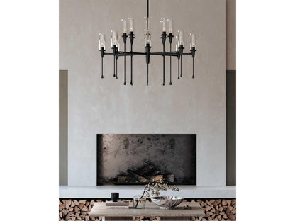 Hudson Valley 16-Light Chisel Chandelier in Black Iron with Clear Glass
