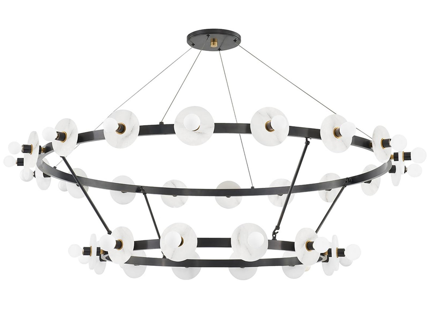 Hudson Valley Austen 30-Light Aged Old Bronze Tiered Chandelier with Alabaster Shades