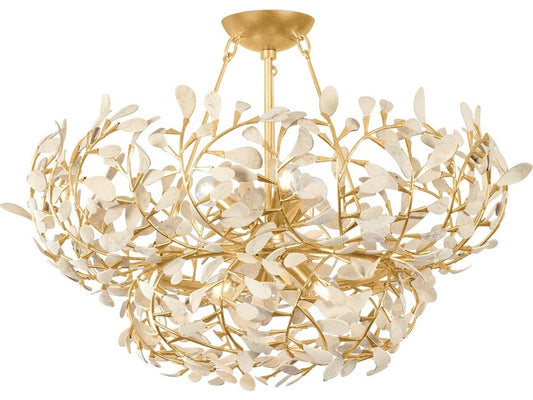 Hudson Valley 6-Light Maybrook Chandelier in Vintage Gold Leaf and Coco Shell