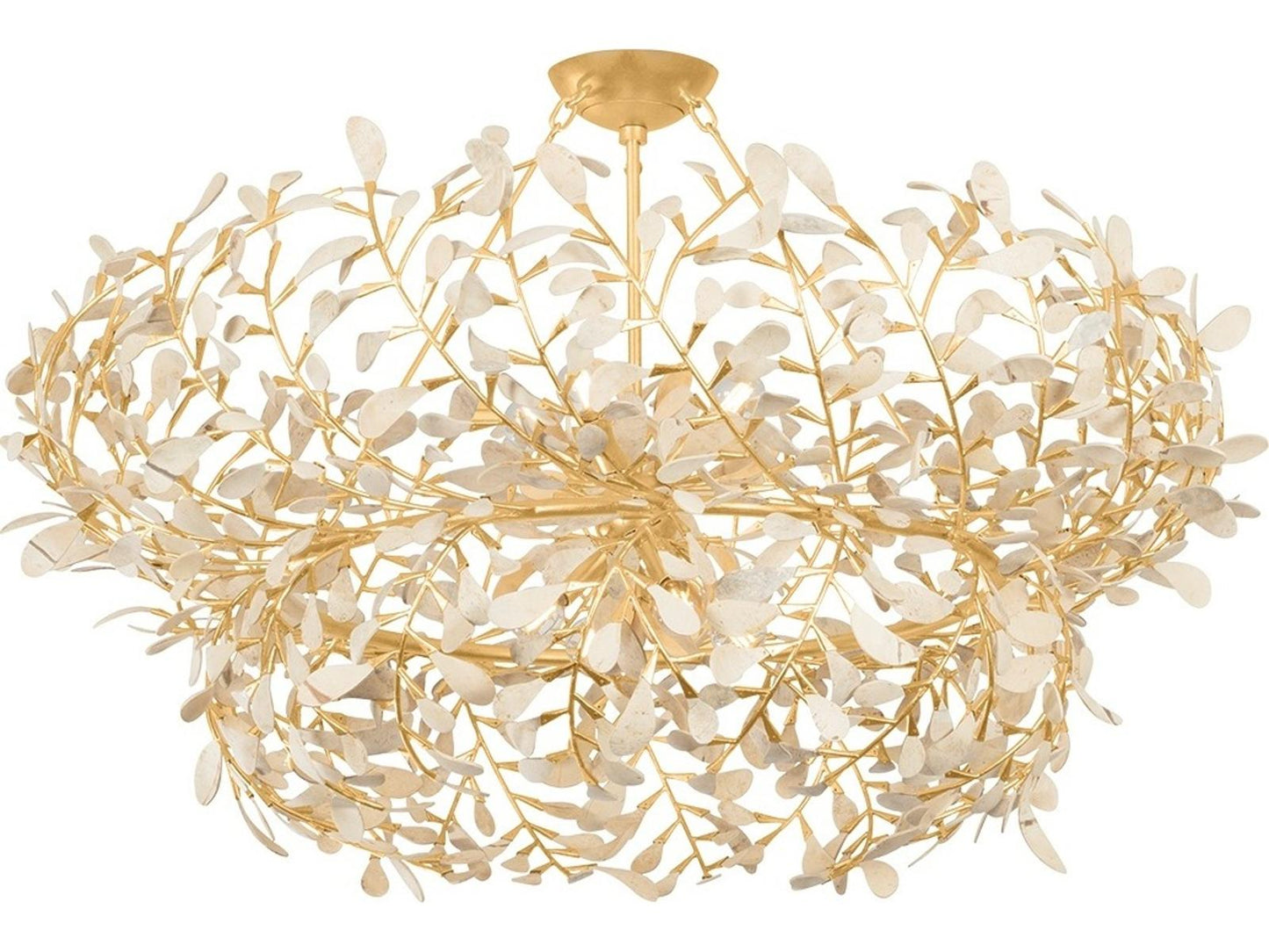 Hudson Valley 8-Light Maybrook Chandelier with Coco Shell Petals in Vintage Gold Leaf