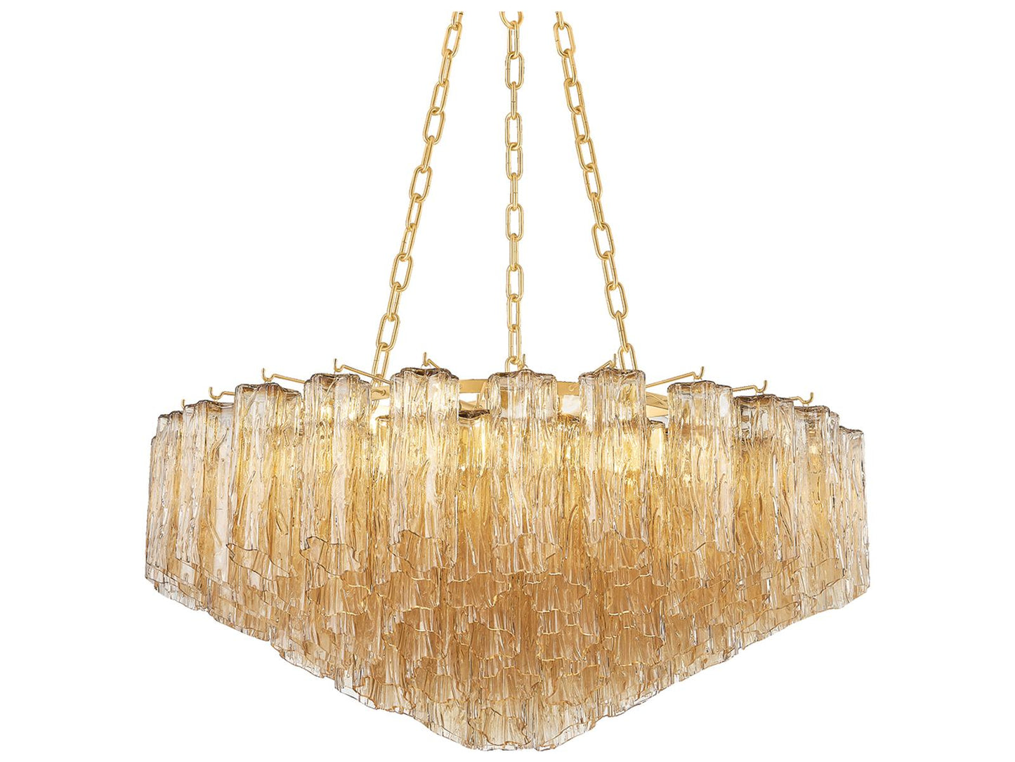 Hudson Valley 9-Light Watertown Chandelier in Aged Brass with Tronchi Glass