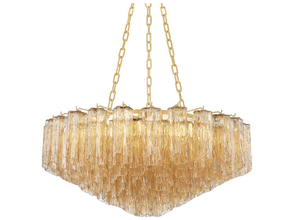 Hudson Valley 9-Light Watertown Chandelier in Aged Brass with Tronchi Glass