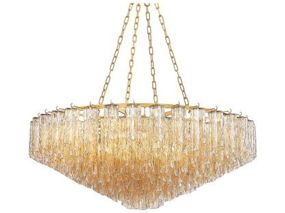 Hudson Valley 21-Light Watertown Chandelier in Aged Brass with Tronchi Glass