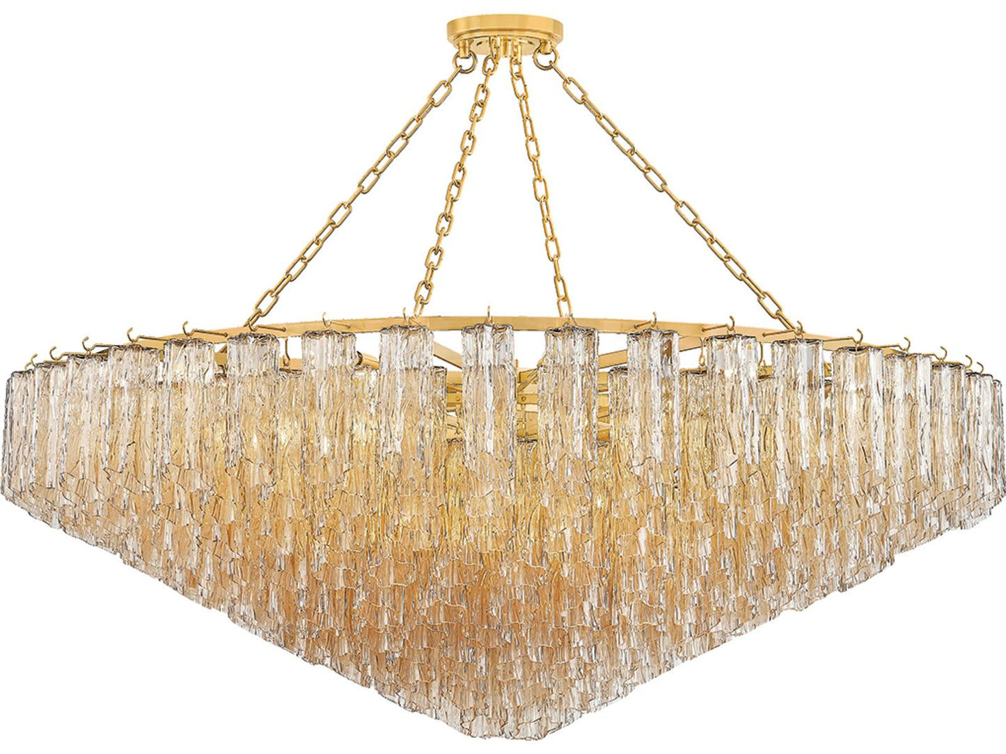 Hudson Valley Watertown 33-Light Aged Brass Chandelier with Tronchi Glass