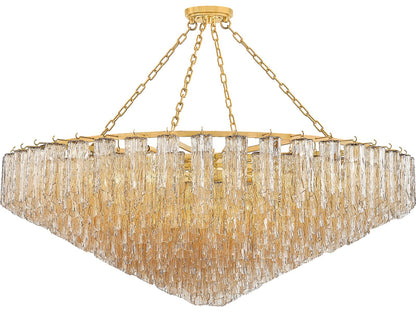 Hudson Valley Watertown 33-Light Aged Brass Chandelier with Tronchi Glass