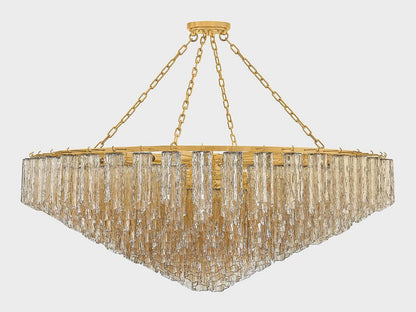Hudson Valley Watertown 33-Light Aged Brass Chandelier with Tronchi Glass