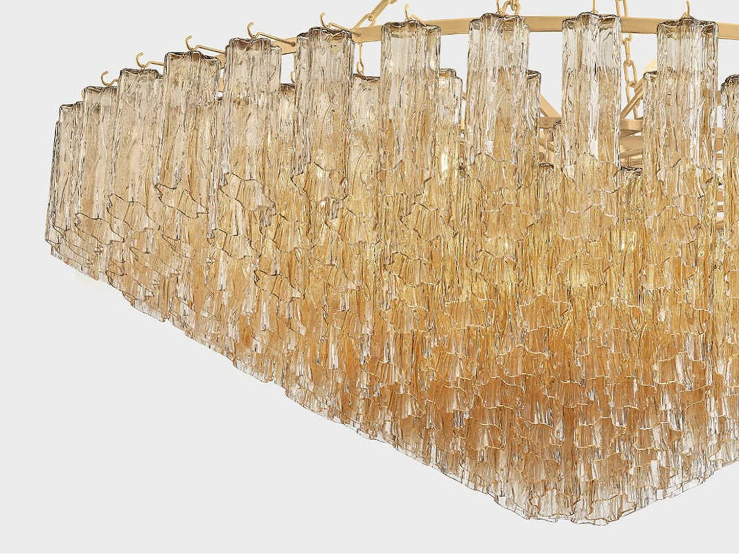 Hudson Valley Watertown 33-Light Aged Brass Chandelier with Tronchi Glass