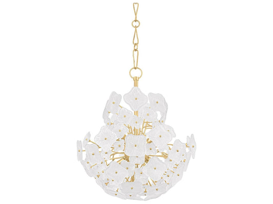 Hudson Valley Barrytown 7-Light Chandelier in Vintage Gold Leaf and Piastra Glass