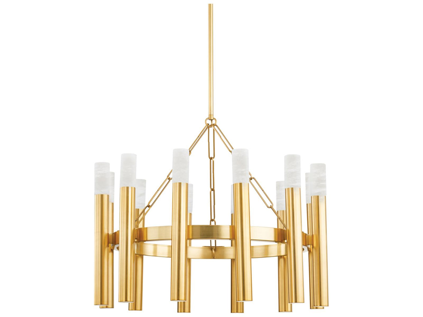 Hudson Valley Pali 12-Light Aged Brass Chandelier with Alabaster Shades
