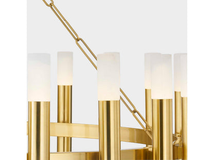 Hudson Valley Pali 12-Light Aged Brass Chandelier with Alabaster Shades