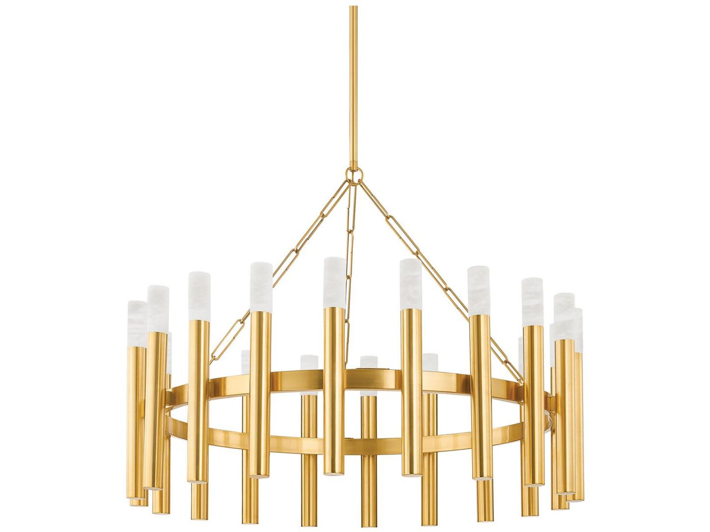 Hudson Valley Pali 20-Light Chandelier in Aged Brass with Alabaster Accents