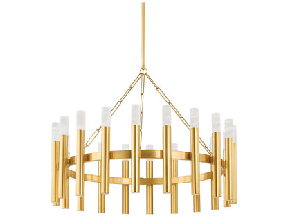 Hudson Valley Pali 20-Light Chandelier in Aged Brass with Alabaster Accents