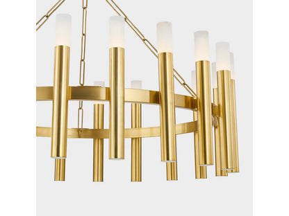 Hudson Valley Pali 20-Light Chandelier in Aged Brass with Alabaster Accents