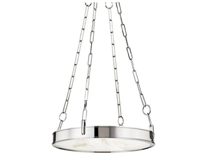 Hudson Valley Kirby 1-Light Round Chandelier in Polished Nickel with White Alabaster