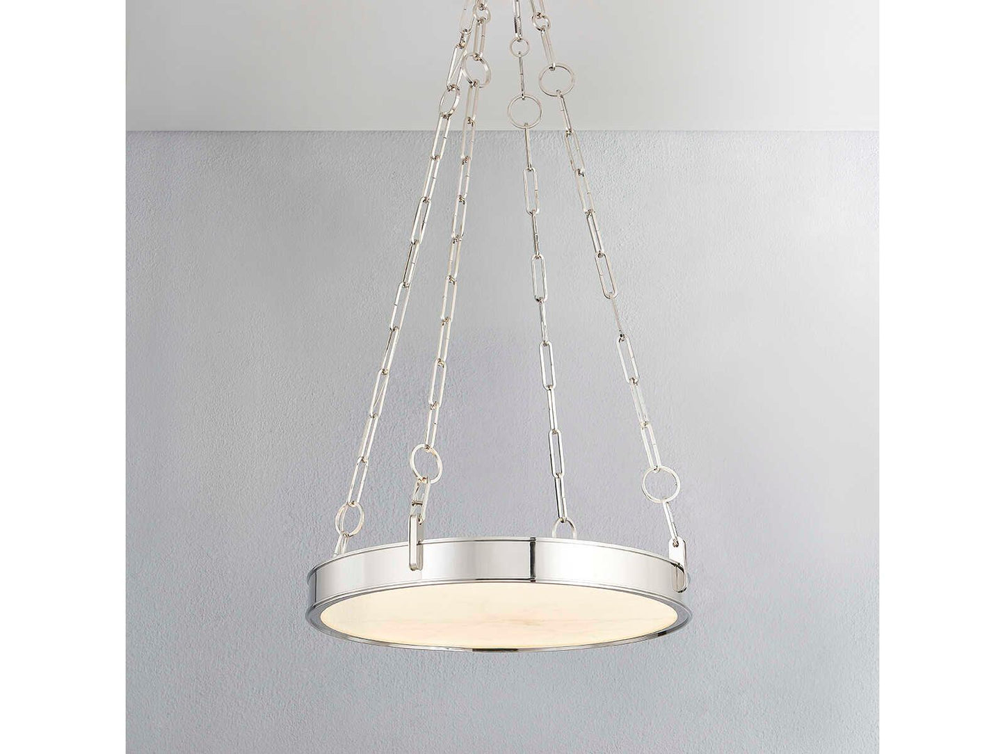 Hudson Valley Kirby 1-Light Round Chandelier in Polished Nickel with White Alabaster