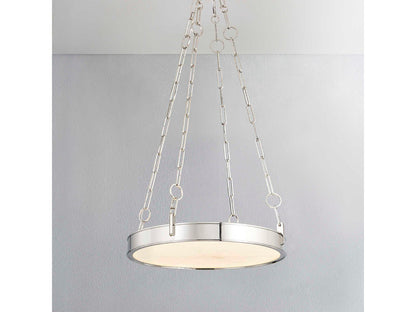Hudson Valley Kirby 1-Light Round Chandelier in Polished Nickel with White Alabaster