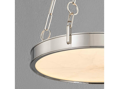 Hudson Valley Kirby 1-Light Round Chandelier in Polished Nickel with White Alabaster
