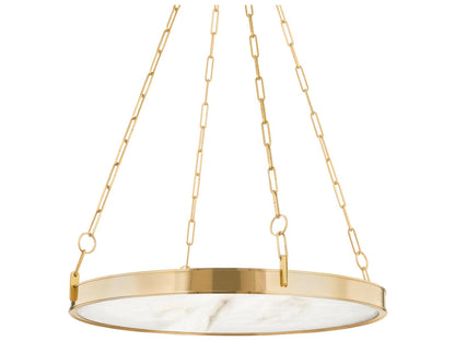 Hudson Valley Kirby 1-Light Aged Brass LED Chandelier with White Alabaster Shade