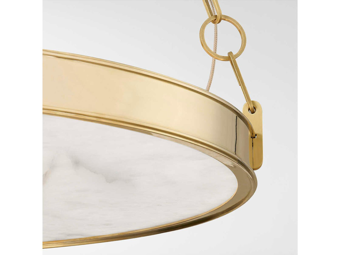 Hudson Valley Kirby 1-Light Aged Brass LED Chandelier with White Alabaster Shade