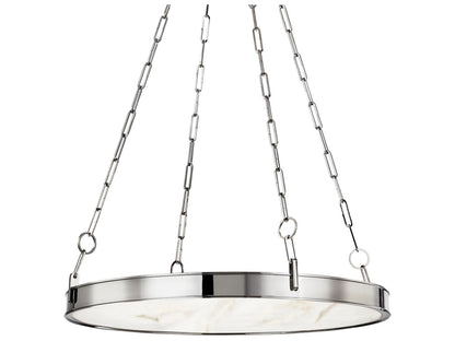 Hudson Valley Kirby LED Round Chandelier in Polished Nickel with White Alabaster