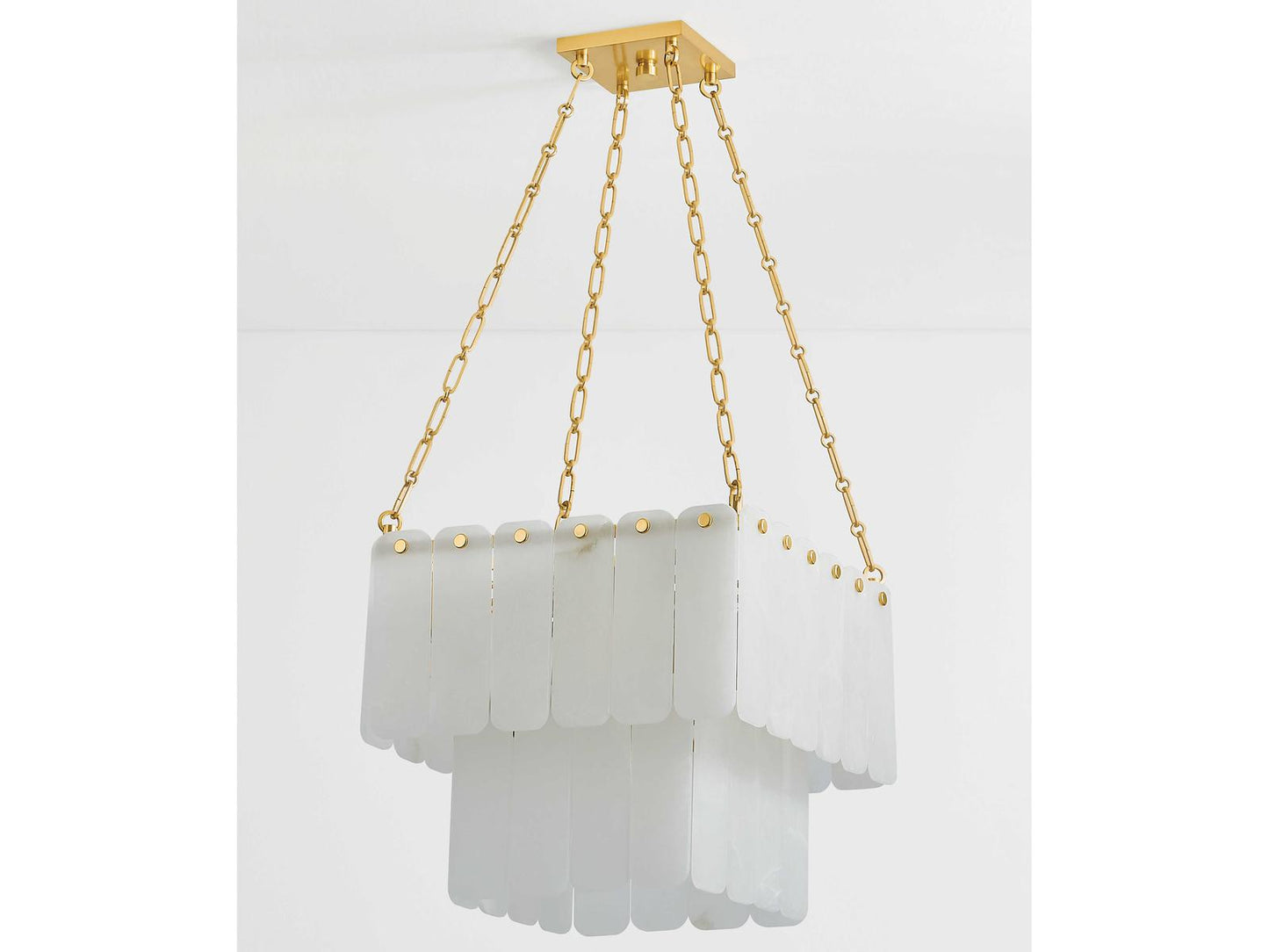 Hudson Valley Moissanite 17-Light Tiered Chandelier in Aged Brass White Alabaster