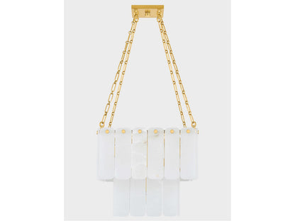 Hudson Valley Moissanite 17-Light Tiered Chandelier in Aged Brass White Alabaster