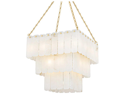 Hudson Valley Moissanite 33-Light Tiered Chandelier in Aged Brass with Alabaster