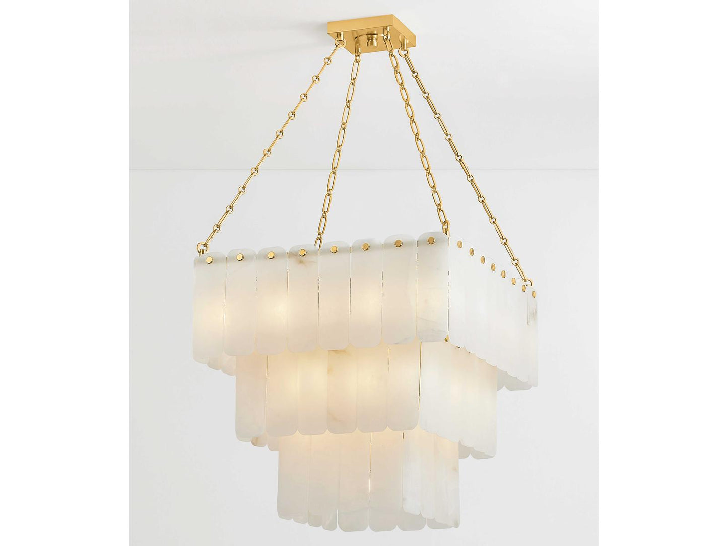 Hudson Valley Moissanite 33-Light Tiered Chandelier in Aged Brass with Alabaster