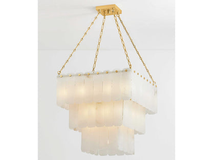 Hudson Valley Moissanite 33-Light Tiered Chandelier in Aged Brass with Alabaster