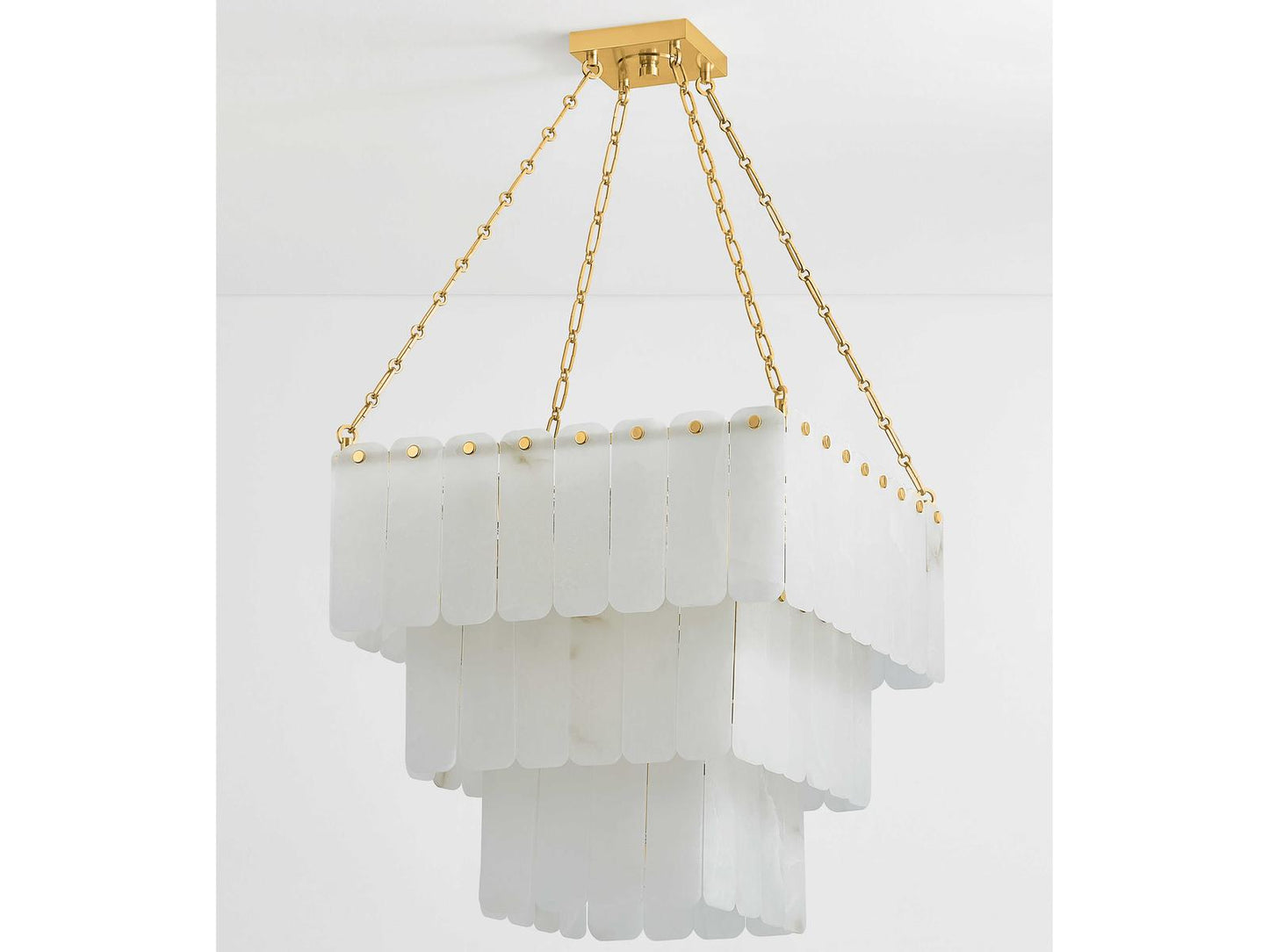 Hudson Valley Moissanite 33-Light Tiered Chandelier in Aged Brass with Alabaster