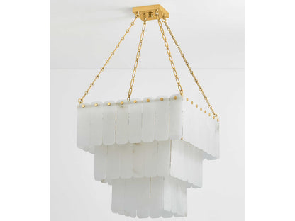 Hudson Valley Moissanite 33-Light Tiered Chandelier in Aged Brass with Alabaster