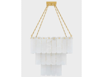Hudson Valley Moissanite 33-Light Tiered Chandelier in Aged Brass with Alabaster
