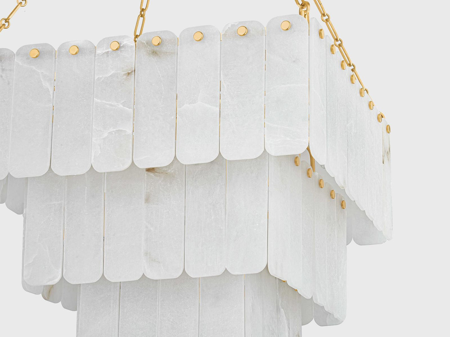 Hudson Valley Moissanite 33-Light Tiered Chandelier in Aged Brass with Alabaster