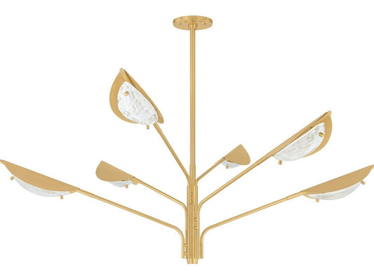 Hudson Valley 6-Light Levin Chandelier in Aged Brass with Remolino Blanco Glass