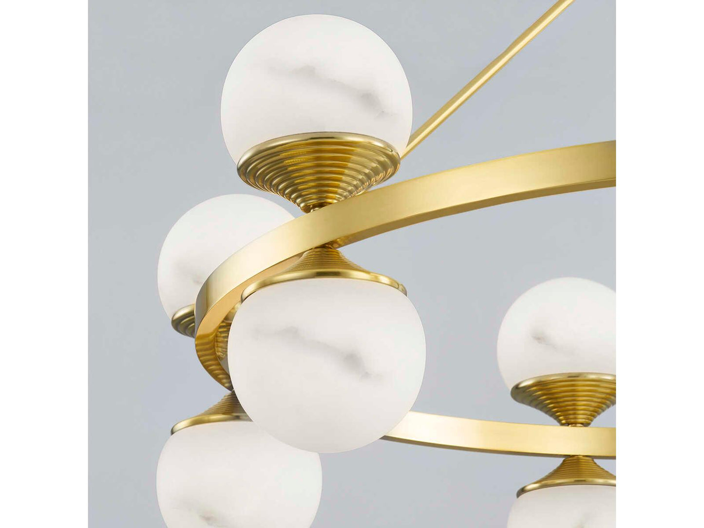 Hudson Valley Grafton 12-Light Round Chandelier Aged Brass White Alabaster Globes