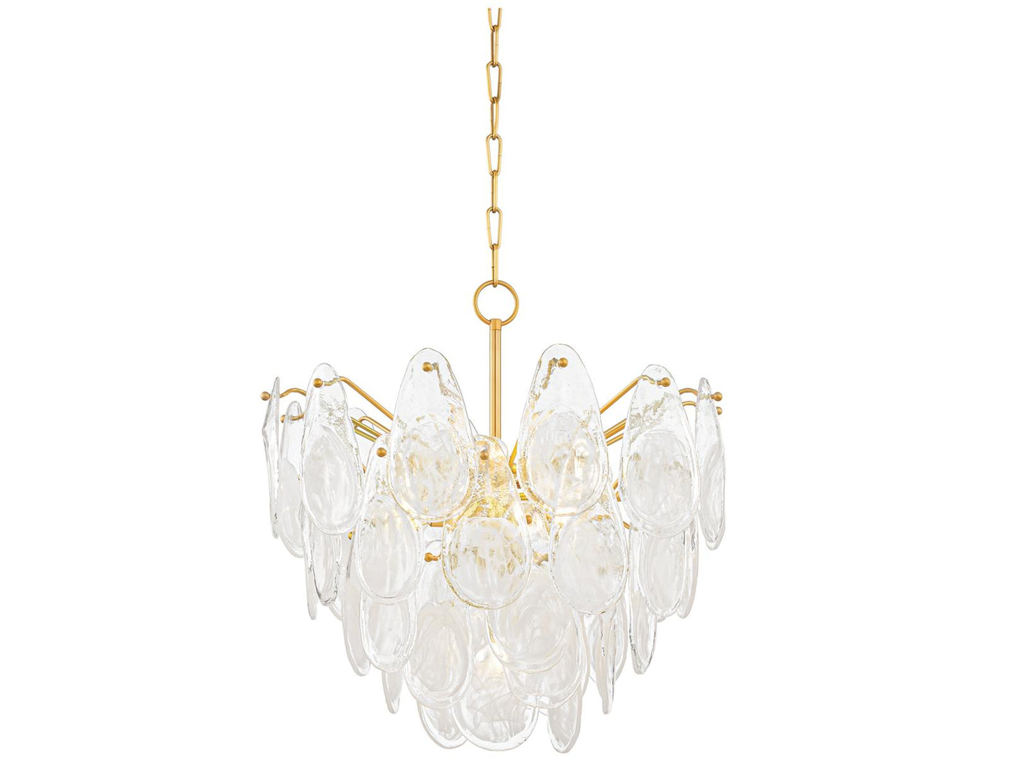 Hudson Valley Darcia 7-Light Chandelier in Aged Brass with Glass Teardrops