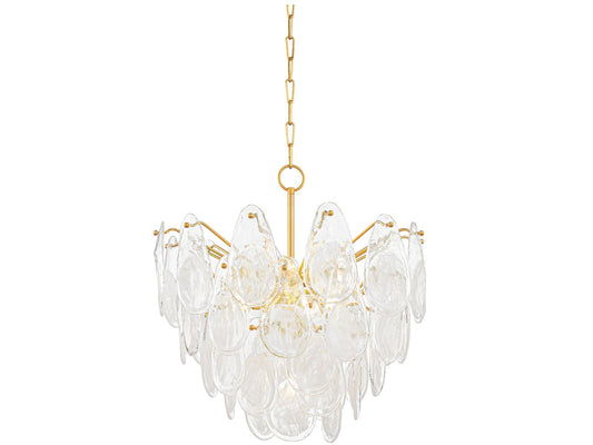 Hudson Valley Darcia 7-Light Chandelier in Aged Brass with Glass Teardrops