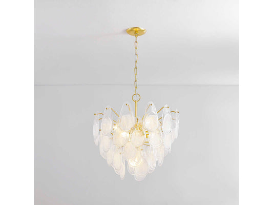Hudson Valley Darcia 7-Light Chandelier in Aged Brass with Glass Teardrops