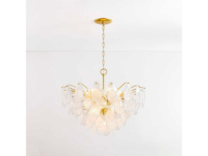 Hudson Valley Darcia 15-Light Aged Brass Chandelier with Piastra Glass Teardrops