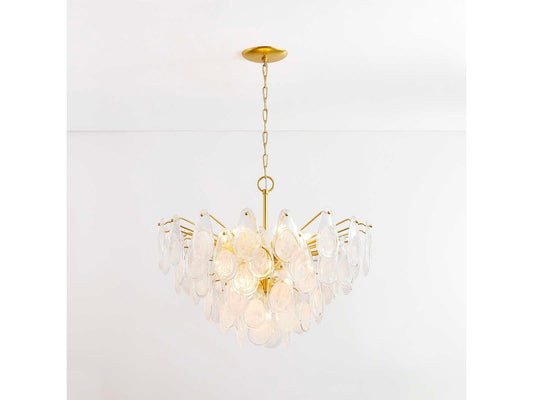 Hudson Valley Darcia 15-Light Aged Brass Chandelier with Piastra Glass Teardrops
