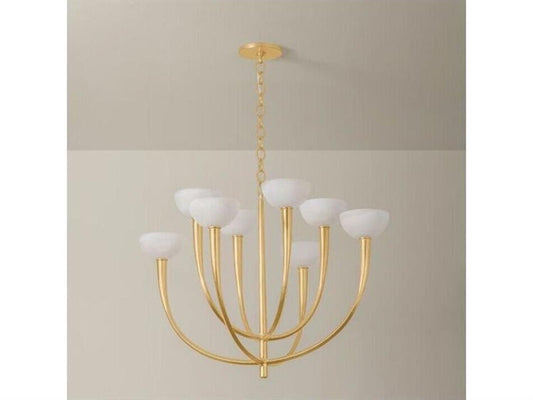 Hudson Valley Maywood 8-Light Chandelier in Vintage Gold Leaf with Onyx Shades