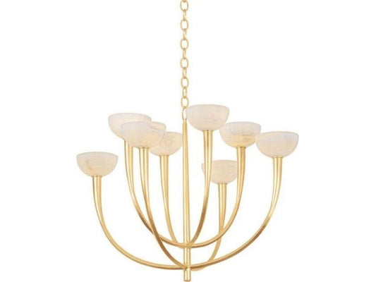 Hudson Valley Maywood 8-Light Chandelier in Vintage Gold Leaf with Onyx Shades