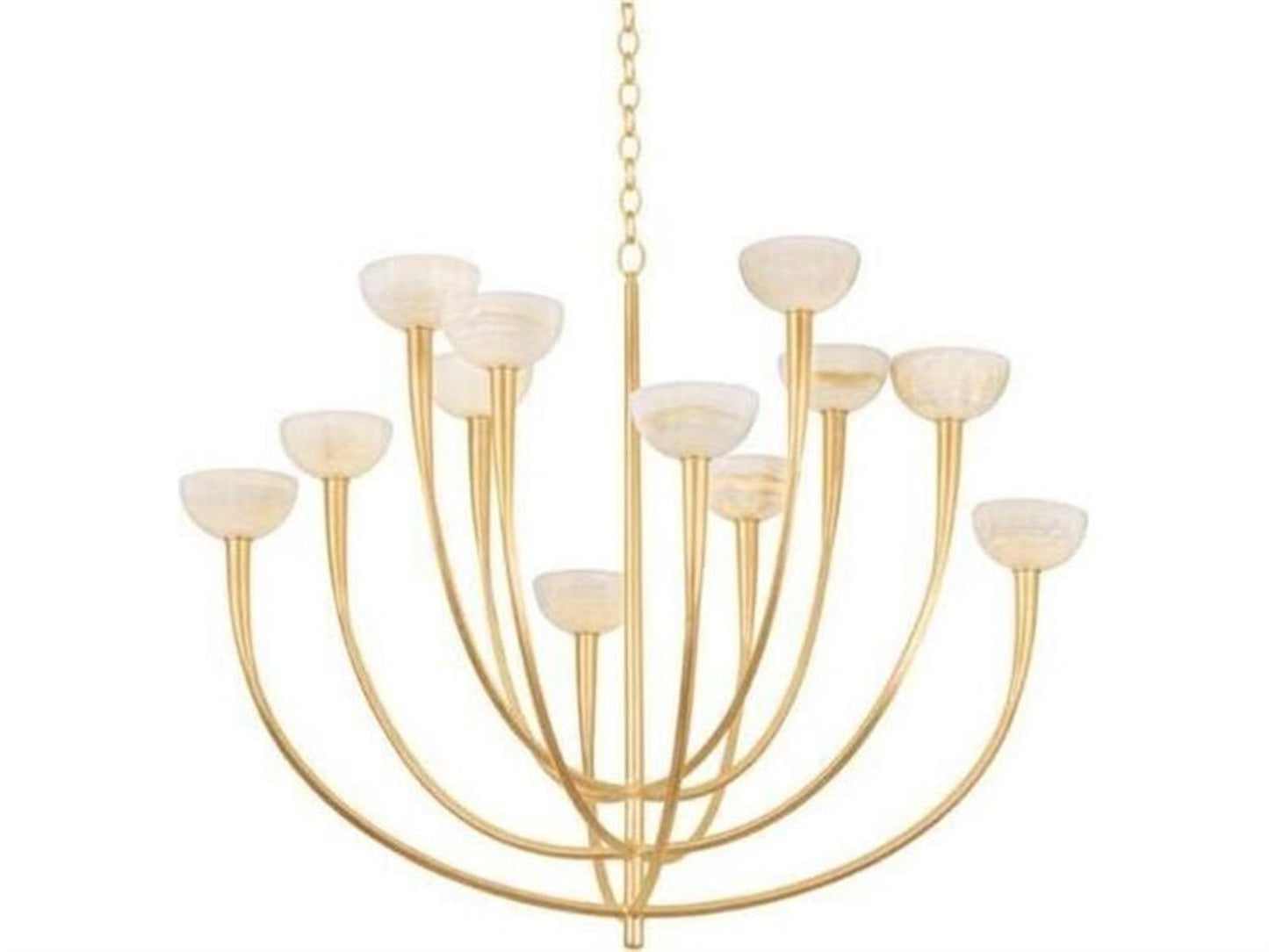 Hudson Valley Maywood 12-Light Chandelier in Vintage Gold Leaf with Onyx Shades
