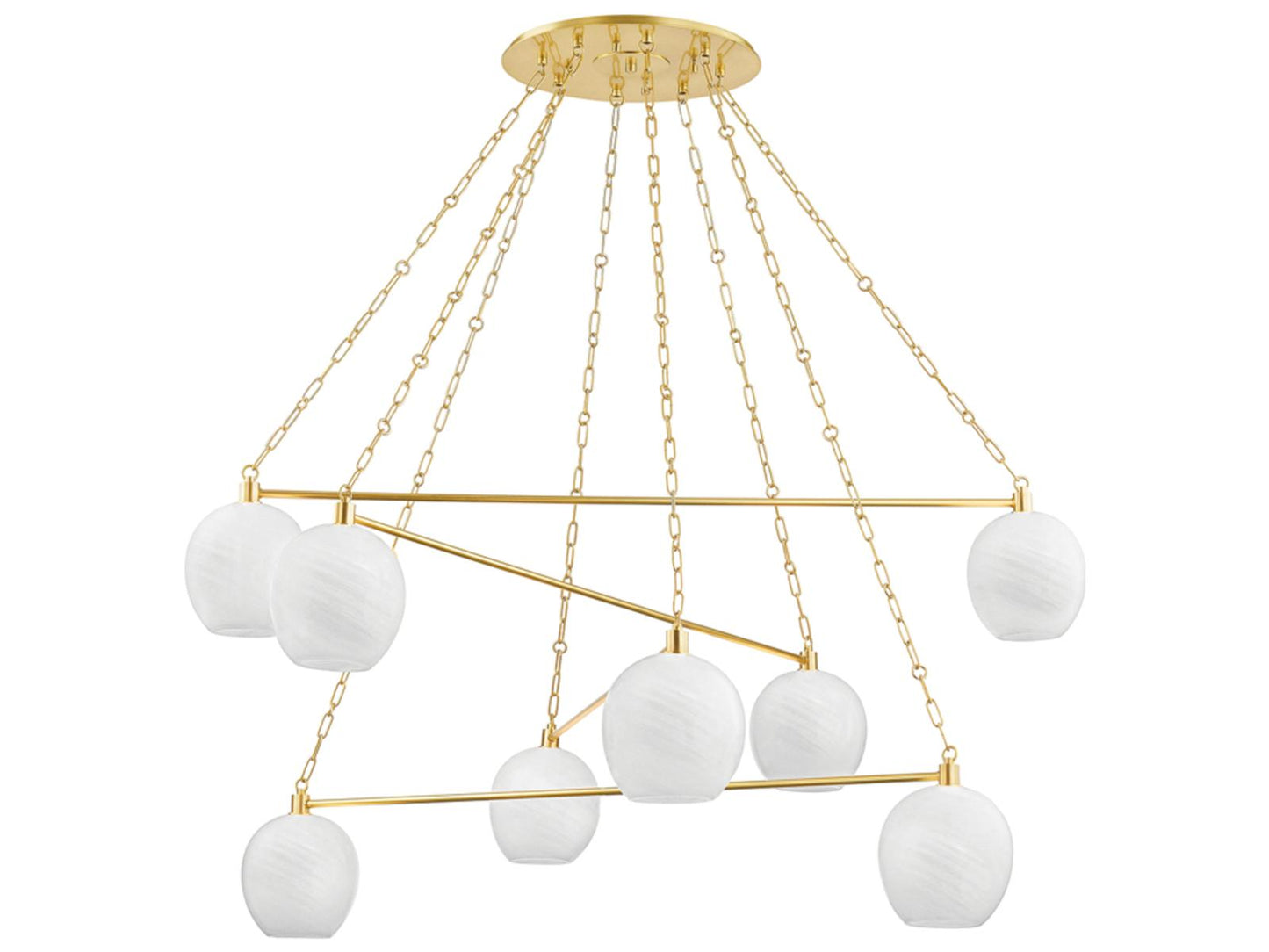 Hudson Valley Asbury Park 8-Light Chandelier in Aged Brass with Glass Globes