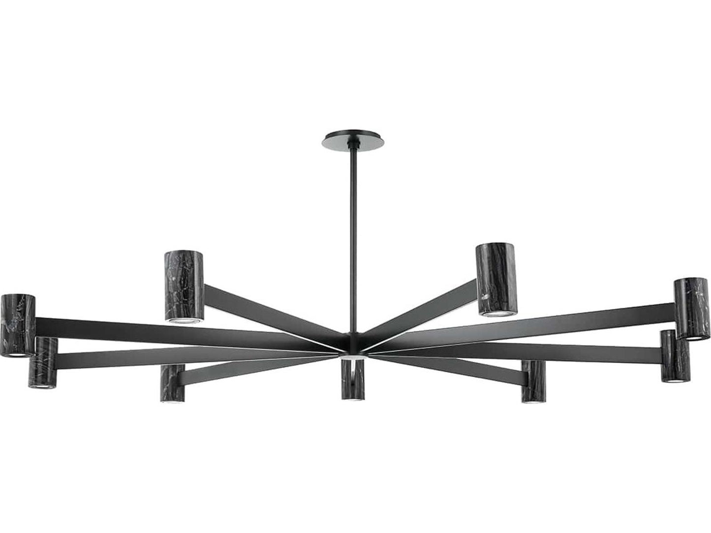 Hudson Valley Predock 9-Light Black Brass LED Chandelier with Marble Shades