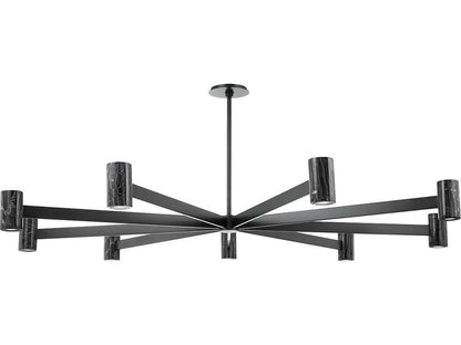 Hudson Valley Predock 9-Light Black Brass LED Chandelier with Marble Shades