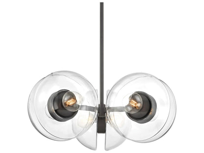 Hudson Valley Kert 6-Light Round Chandelier in Black Brass with Clear Glass