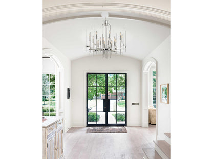 Hudson Valley 16-Light Bari Chandelier in Polished Nickel with Clear Glass